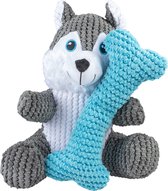 Duvoplus - Speelgoed Voor Dieren - Hond - Pluche Duo Husky + Been M - 27,5x27,4x16,5cm Meerkleurig - 1st