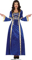 Guirca - Middeleeuwen & Renaissance Kostuum - Jonkvrouw Elena Van Blauwstad Kostuum - Blauw - Maat 42-44 - Carnavalskleding - Verkleedkleding
