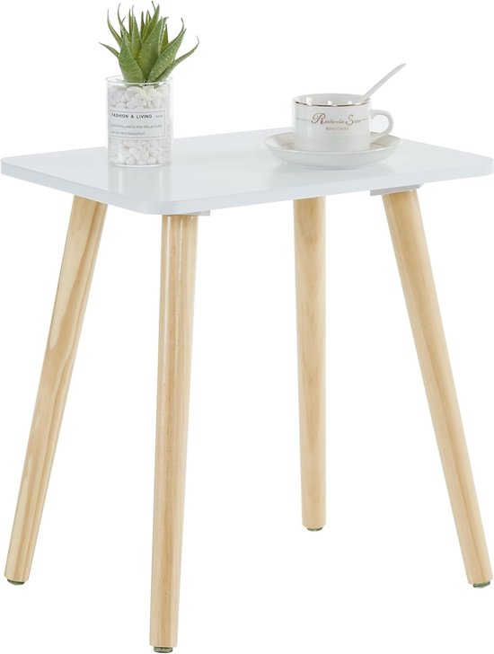 VIEWALL Wood Side Table with Storage Rack,2 Floors,Bedside 40 x 26 x 55cm Small Coffee Table For Bedroom Living Room Balcony Office Kitchen Small Table