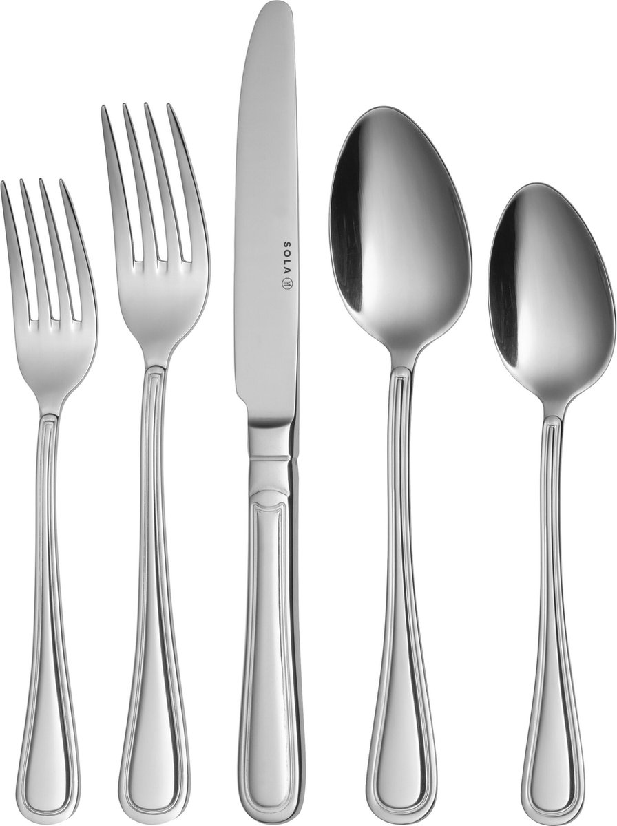 Sola Bestekset Windsor - Klassiek - 8 persoons - 70 delig - Zilverwit Edelstaal 18/10 - RVS - Zilver