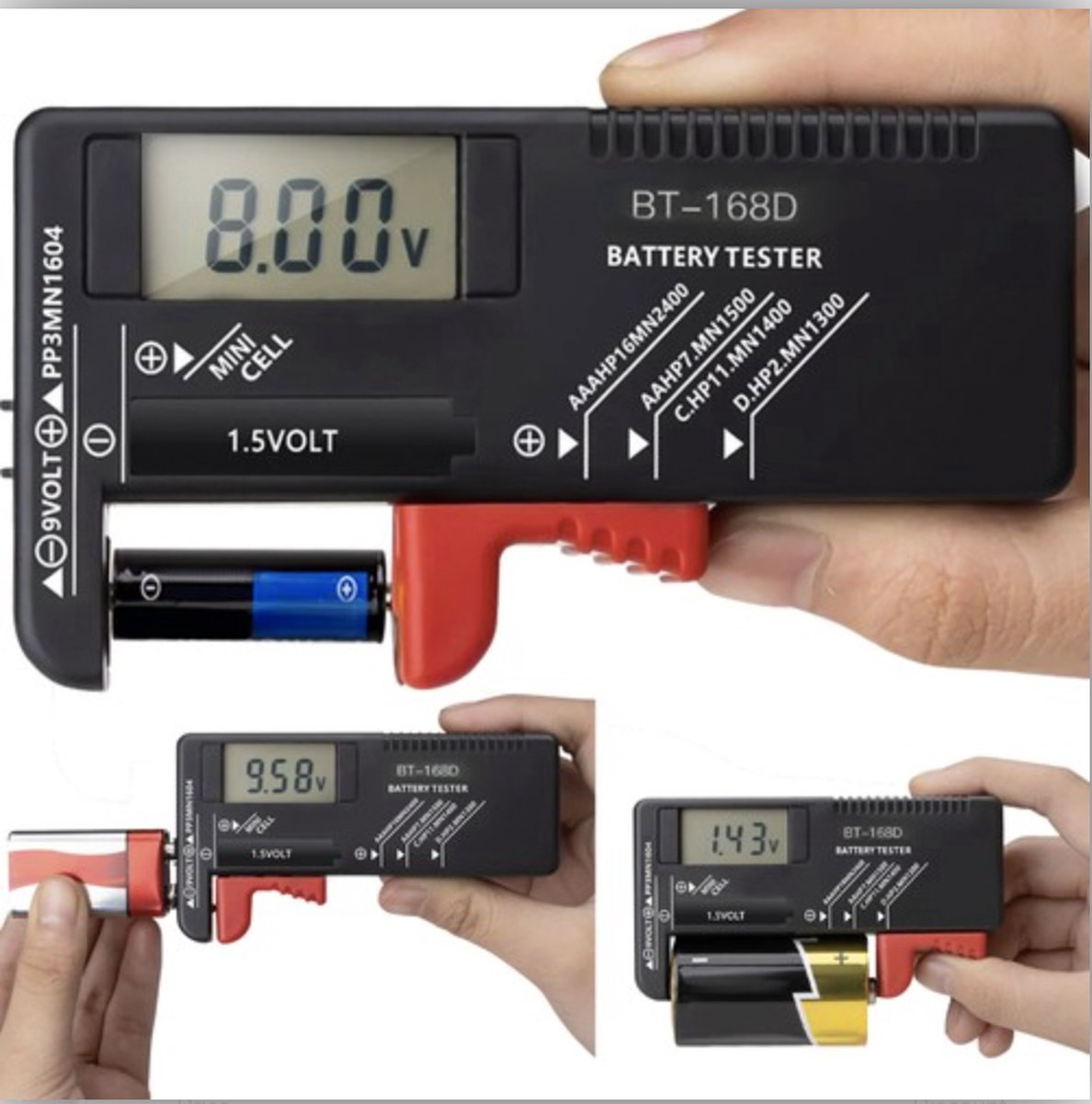 Batterijtester / Batterijen Tester / Batterij Meter / Batterij- Test / Digitaal/ Zwart