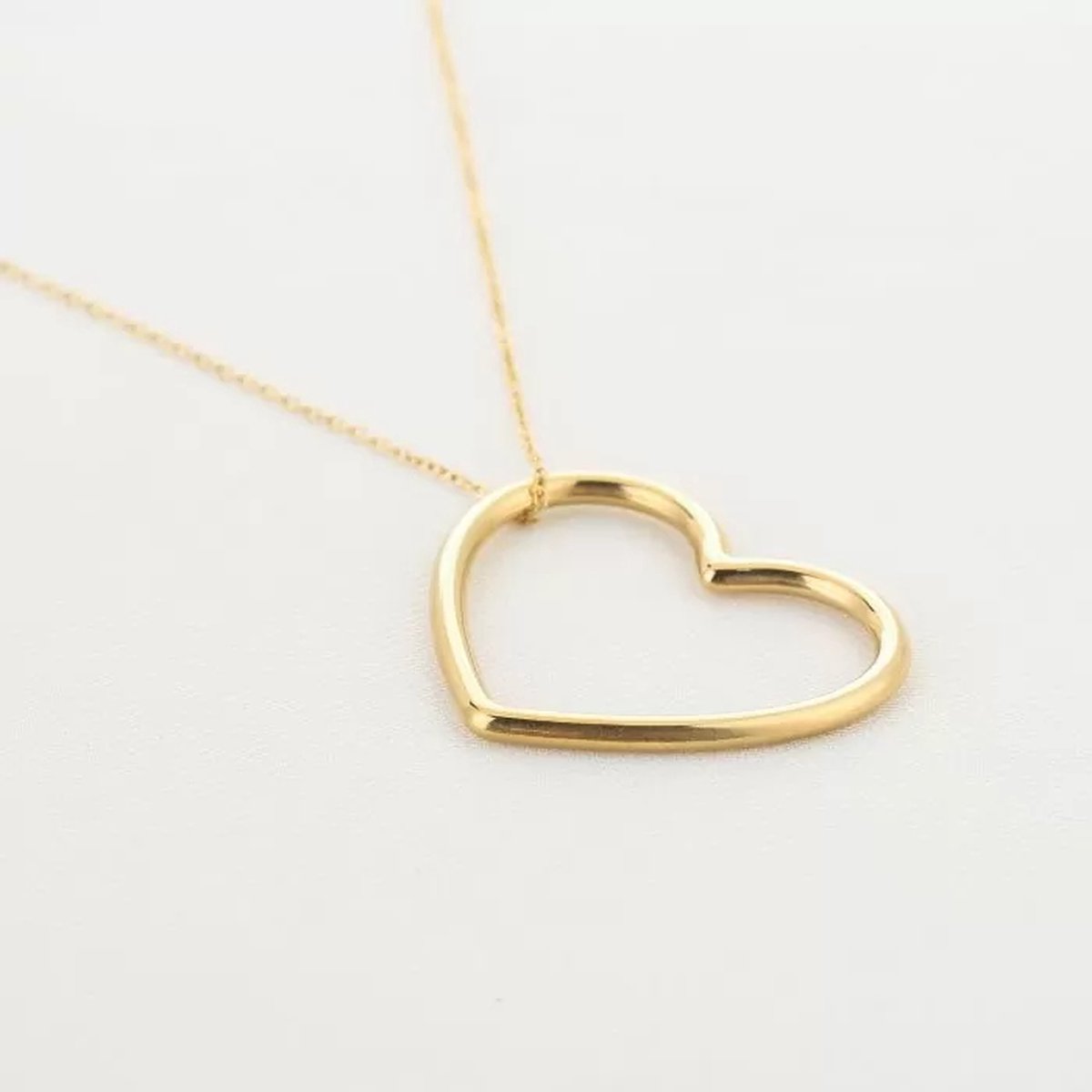 Bijoutheek Collier groot open hart Goud