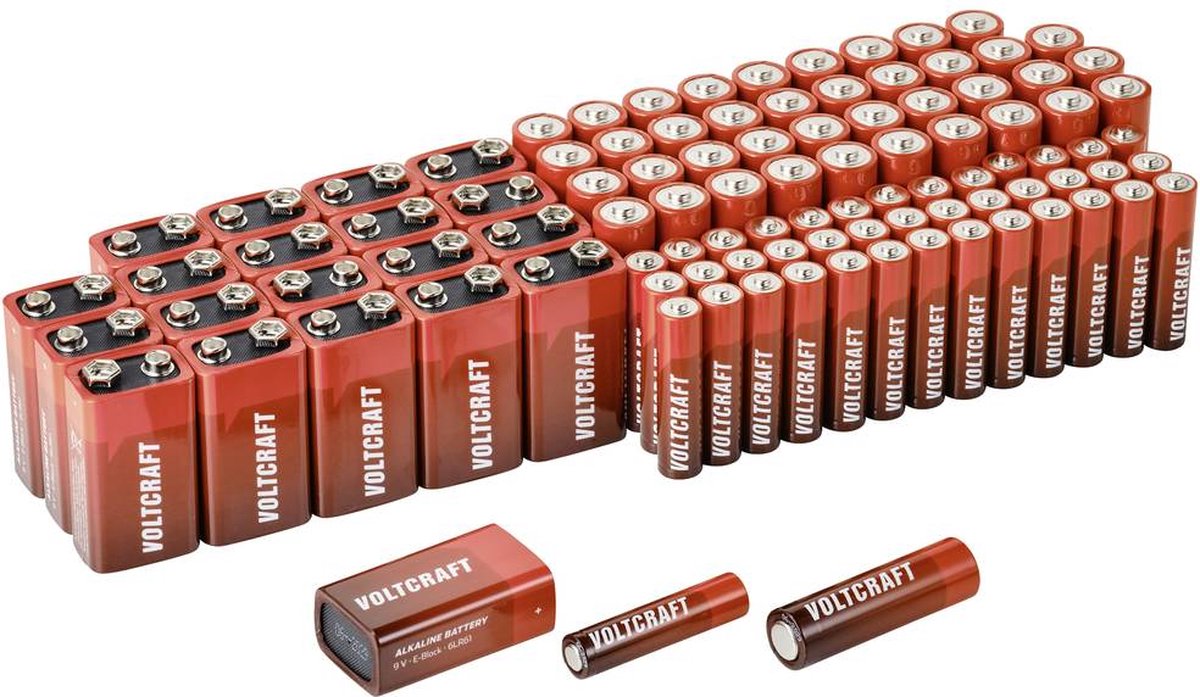 VOLTCRAFT Batterijset AA, AAA, 9 V 100 stuk(s)
