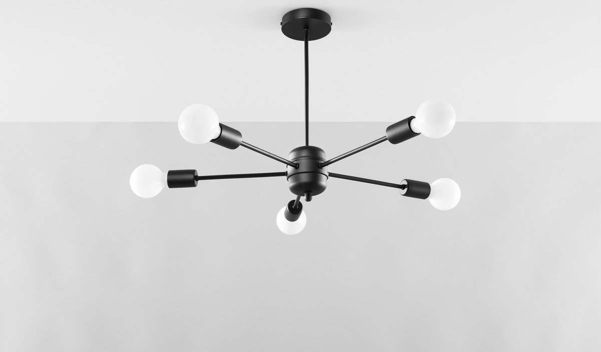 Kroonluchter Lango 5 - Plafondlampen - Hanglamp - E27 - Zwart