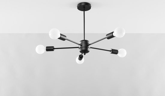 Kroonluchter Lango 5 - Plafondlampen - Hanglamp - E27 - Zwart