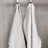 Raisins - Linen Cuisine- & Tea Towel Set - Taupe & Beige - 70x45 cm & 50x50 cm - Fabriqué à la Handgemaakt à Maastricht - 100% Lin - 100% Katoen