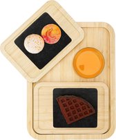 Plateau en Bamboe , 3 pièces, 1 grand et 2 petits plateaux en bois, plateau en bois pour vaisselle, boissons, petit-déjeuner, dîner et plus encore, respectueux de l'environnement et emboîtable