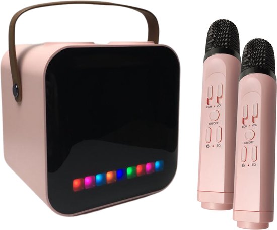 Set karaoké avec 2 Microphones sans fil, Partybox, Haut-parleur Bluetooth sans  fil