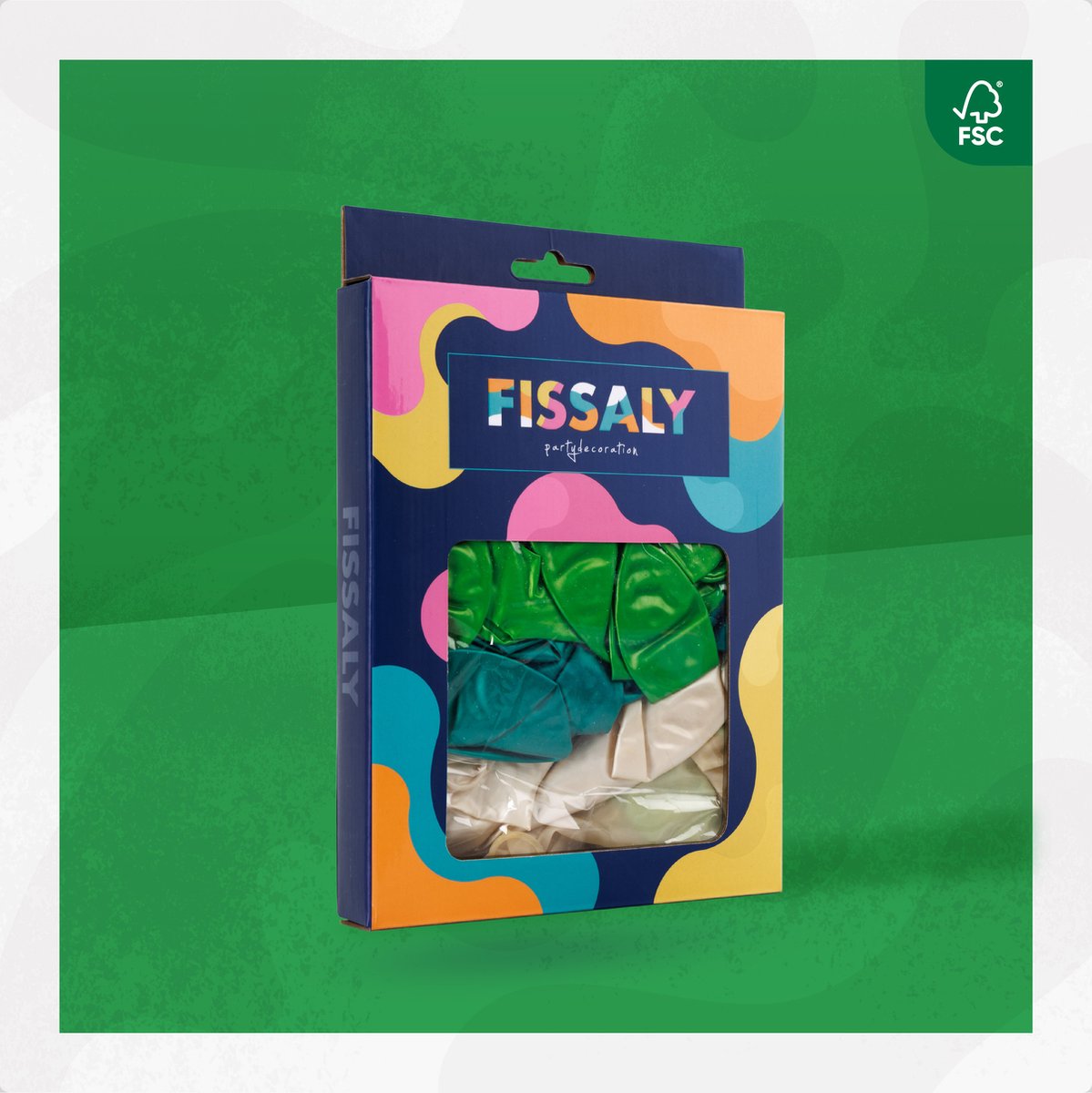 Fissaly 40 stuks Groen, Wit & Donkergroen Helium Ballonnen met Lint – Verjaardag Versiering Decoratie – Papieren Confetti – Latex — afbeelding 9