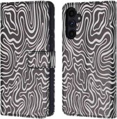 iMoshion Hoesje Geschikt voor Samsung Galaxy A34 (5G) Hoesje Met Pasjeshouder - iMoshion Design Bookcase smartphone - Meerkleurig / Black And White