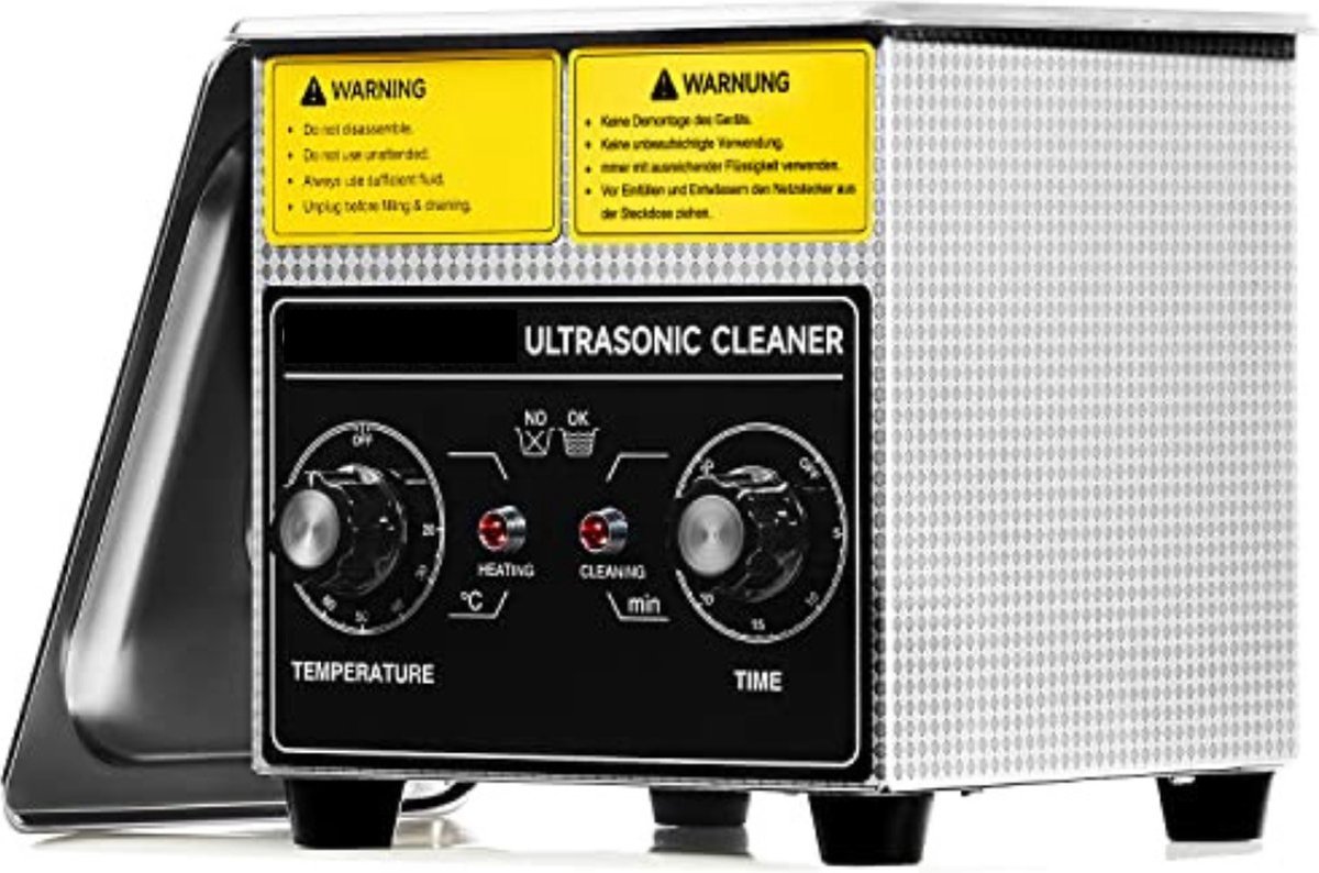 CREWORKS 1,2 liter ultrasoon reinigingsapparaat, ultrasone reiniger, reiniging met verwarming, digitale timer voor brillen, sieraden, tandprothesen, munten