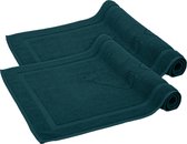 Komfortec Badmat Set - 2 stuks - 50x80 cm - 100% Katoen - Zachte en Absorberende Douchemat/Handdoek - Petroleumblauw