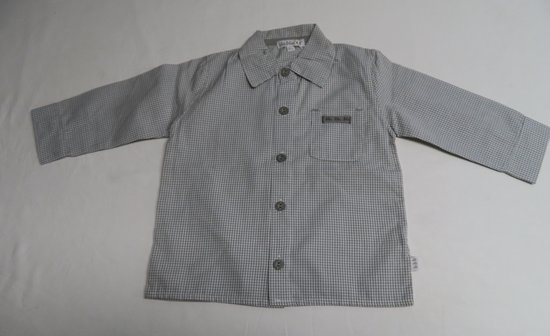 Overhemd - Jongens - Grijst / wit - Geruit - 1 jaar 80