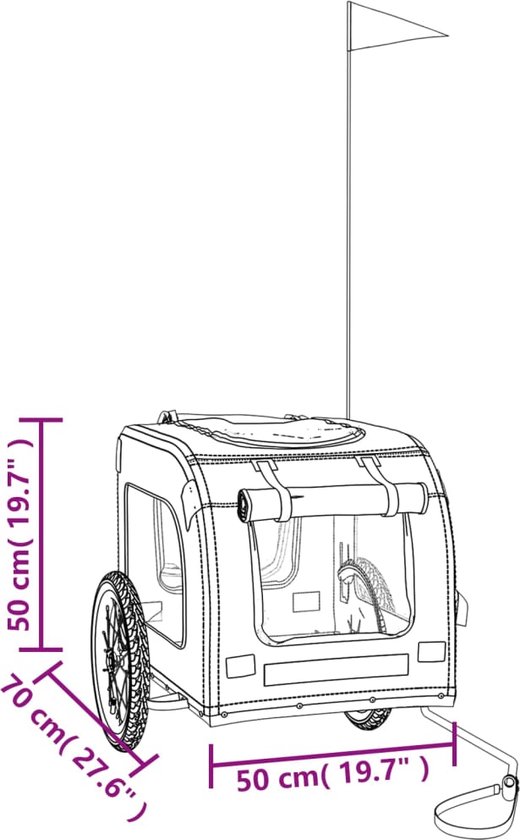 Vidaxl winkel trolley grijs 35 x 28 x 92 cm oxford stof