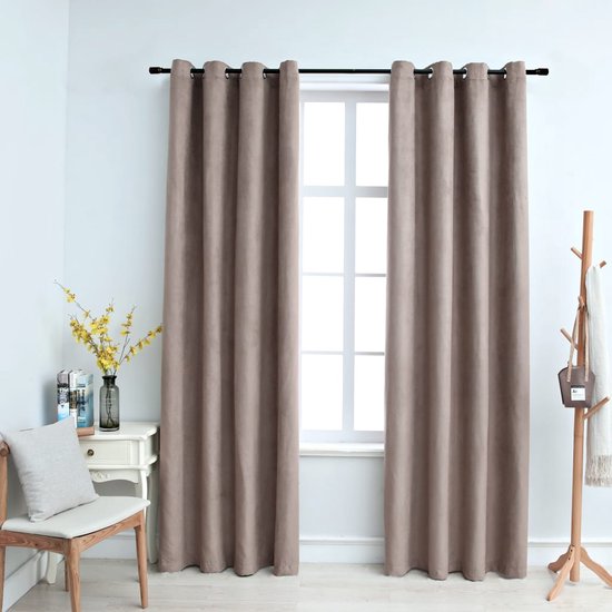 The Living Store Gordijnen Suede-Touch - Taupe - 140x175cm - 100% Polyester