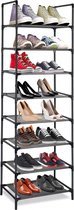 Étagère à chaussures avec 8 étagères, support de rangement pour chaussures pour 16 à 20 paires de chaussures, armoire tour à chaussures peu encombrante, rangement de chaussures, organisateur de rangement peu encombrant (noir)