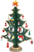 Christmas Decoration Klein decoratie kerstboompje - hout - groen - 26 cm