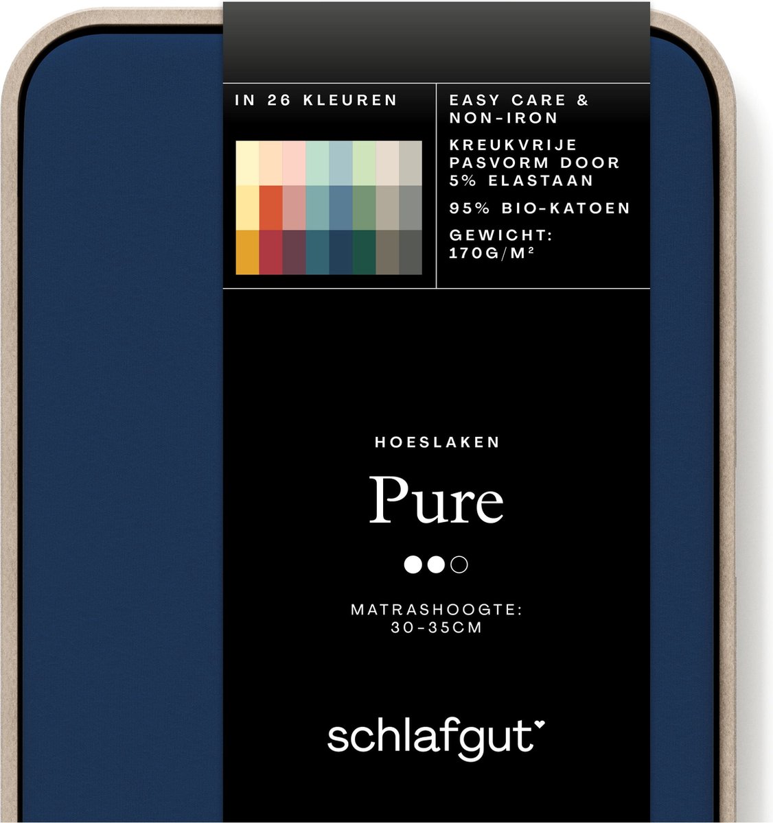 Schlafgut Pure Bio Katoen Jersey Hoeslaken M - 120x200 - 130x220 570 Blue Deep