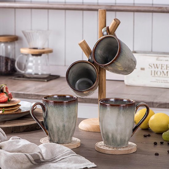 Lot De 4 Tasses à Expresso En Céramique - Mini Tasses à Café, Paroi épaisse, Fait Main, Lavable Au Lave-vaisselle - Pour Maison, Bureau, Cadeau