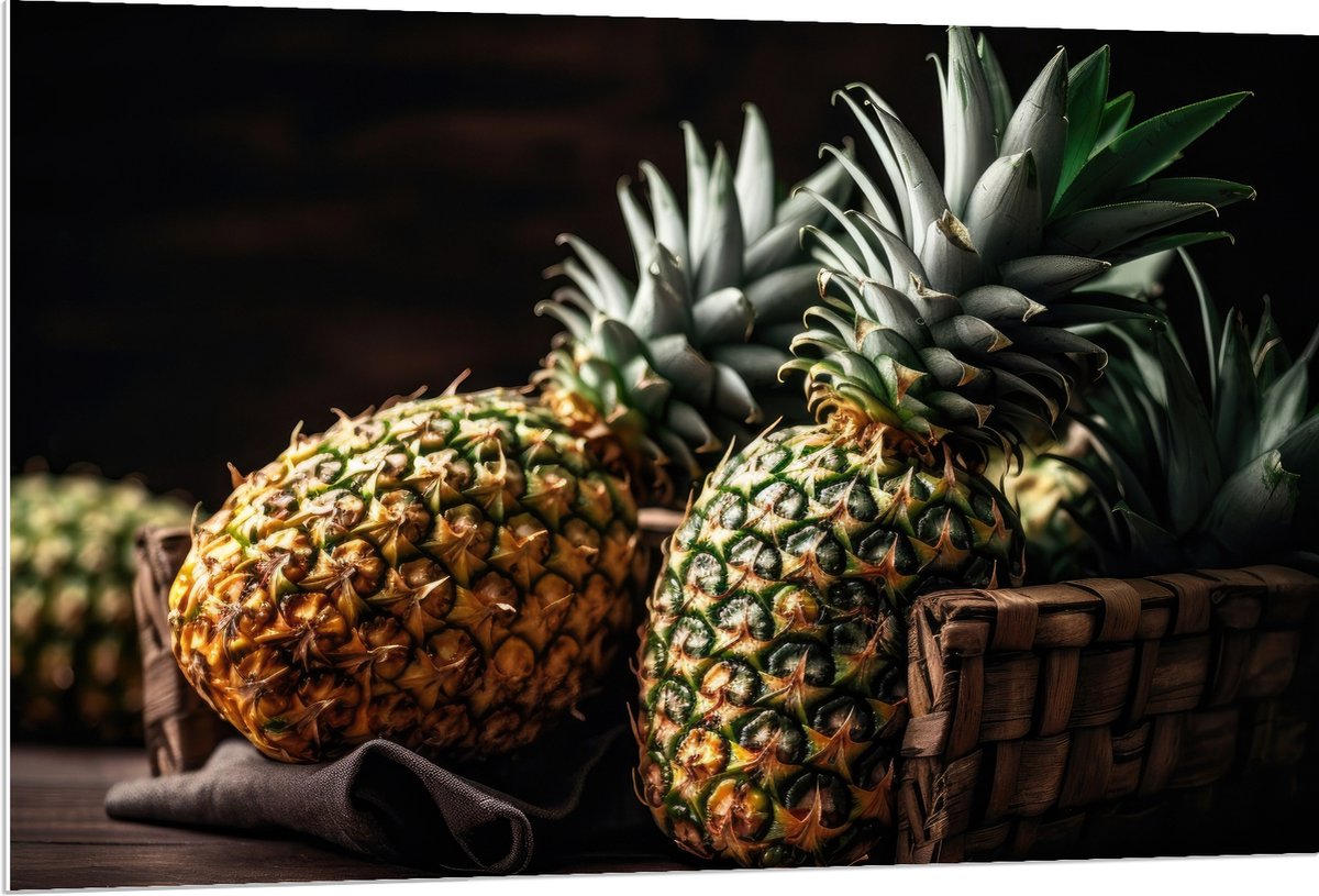 PVC Schuimplaat - Eten - Fruit - Ananas - 120x80 cm Foto op PVC Schuimplaat (Met Ophangsysteem)