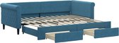 vidaXL - Canapé-lit - avec - lit gigogne - et - tiroirs - 90x200 - cm - velours - bleu