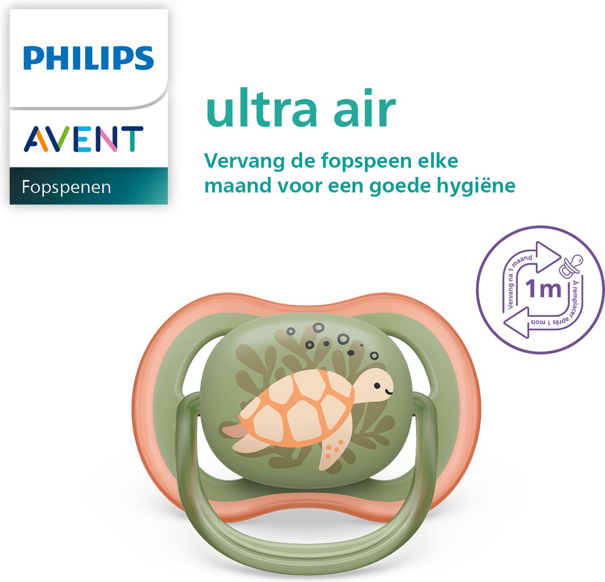 Philips Avent Sucette Ultra Air SCF085/60 - 6 à 18 mois - Tortue / Baleine  - 2 Pièces