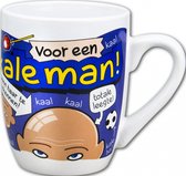 Mok - Snoep - Voor een kale Man - Cartoon - In cadeauverpakking met gekleurd krullint