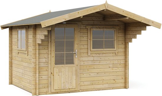 Interflex tuinhuis - blokhut - geïmpregneerd hout - inclusief dakshingles - 300 x 250 cm - 3026