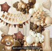 Luxe ballonnen pakket - Beer - Beer ballonnen - 1 jaar - 1e verjaadag - Neude ballonnen - 102 stuks - Vilt slinger