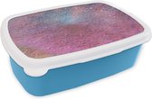 Broodtrommel Blauw - Lunchbox - Brooddoos - Roze - Glitter - Abstract - Design - Blauw - 18x12x6 cm - Kinderen - Jongen