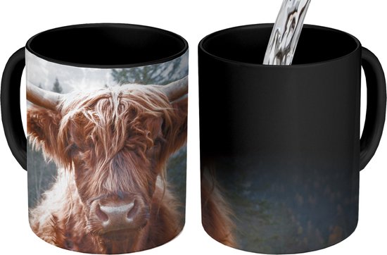 Magische Mok - Foto op Warmte Mokken - Koffiemok - Schotse hooglander - Koe - Dieren - Berg - Natuur - Magic Mok - Beker - 350 ML - Theemok