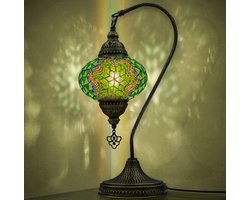 Mozaiek Zwanenhals Lamp, Handgemaakte, Nachtlampje, Turkse, Arabisch, Oosterse, Tiffany, Marokkaanse Decoratieve Tafellampen Voor Slaapkamer, Bureau, Woonkamer En Perfecte Cadeau Voor Speciale Dagen - Groen