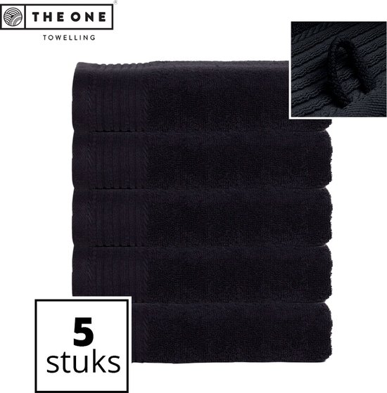 The One Towelling Classic Handdoeken - 50 x 100 cm - 5 Stuks - Voordeelverpakking - Hoge vochtopname - 100% Gekamd katoen - Zwart