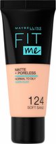 Bol.com Maybelline New York - Fit Me Matte + Poreless Foundation - 124 Soft Sand - Medium Dekkende Foundation met Matte Finish v... aanbieding