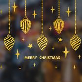 Raamstickers Kerst Kerstballen - Goud - Gold - Glitter - Herbruikbaar - Sterren - Kerstmis - Decoratie - Raamdecoratie - Kerstversiering - Raamversiering - Merry Christmas - Stars
