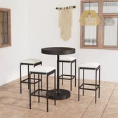 The Living Store Barset Parijs - Bartafel 75.5 x 106 cm - Kruk 38 x 38 x 76 cm - Zwart