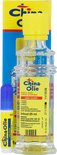Flesje China Olie en inhalator. Flesje met gele dop, 25 ml. Inhalator met blauwe dop.