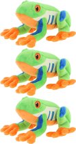 Keel Toys pluche Boomkikker knuffeldier - 3x - multi kleuren - zittend - 15 cm - Luxe Eco kwaliteit knuffels