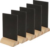 Chaks Mini krijtbordjes/schrijfbordjes - 10x - op houten voet - zwart - 8 cm