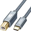 AdroitGoods Usb-C Naar Usb-B Kabel - Printerkabel - 3 Meter - Grijs