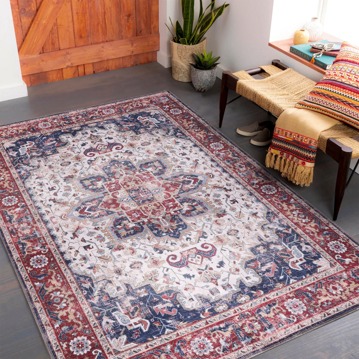 NETLINE HOME - Vloerkleed | Wasbaar Vloerkleed | Antislip | Wasbaar Tapijt voor Keuken, Slaapkamer, Hal, Woonkamer | Vloerkleed Oosters Design Tapijt | Laagpolig(200X290)