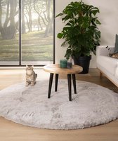 Rond hoogpolig vloerkleed - Comfy plus - lichtgrijs 160 cm rond