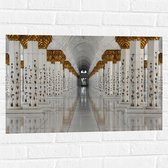 Muursticker - Pilaren met Gouden Details in Witte Tempel - 75x50 cm Foto op Muursticker