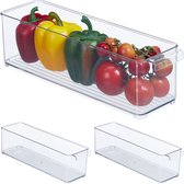 Relaxdays 3x koelkast organizer langwerpig - koelkast opbergbak - keukenkast organizer