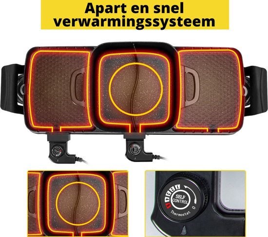 Happyment Elektrische BBQ Pan - Hotpot Electrisch - Koreaanse BBQ - Korean Grill - Party Pan - Anti Aanbak — afbeelding 4