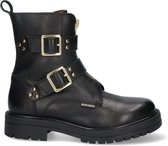 Braqeez 423559-589 Bottes pour femmes de motard Filles - Zwart - Cuir - Boucle avec fermeture éclair