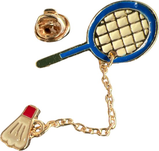 Tennis Badminton Racket Shuttle Pin 1.5 cm / 3.5 cm / Blauw Wit Goud