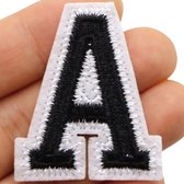 Alfabet Strijk Embleem Letter Patch Zwart Wit Letter A / 3.5 cm / 4.5 cm