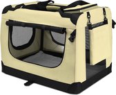 Transportbox voor Huisdieren - Honden en Katten - 50x34x36cm - Opvouwbare Transporttas - Drager en Kooi in 1 - Beige