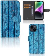 Magnet Case Geschikt voor iPhone 15 Telefoonhoesje Wood Blue